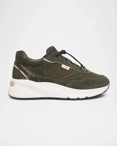 Nerogiardini Bungee Drawcord Suede Sneakers In Brown