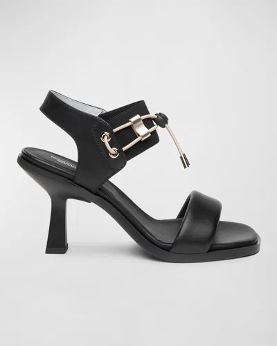 Nerogiardini Bungee Leather Dress Sandals In Black