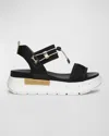 Nerogiardini Bungee Leather Flatform Sandals In Black