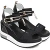 Nerogiardini Bungee Platform Wedge Sandal In Black