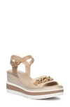 Nerogiardini Chain Ankle Strap Platform Wedge Sandal In Beige / Khaki