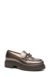 Nerogiardini Metallic Leather Chain Lug-sole Loafers In Open Brown