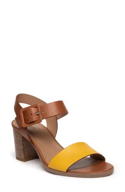 Nerogiardini City Colorblock Ankle Strap Sandal In Yellow/cognac