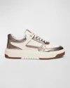 Nerogiardini Clean Mixed Leather Low-top Sneakers In Ivory/gold Multi