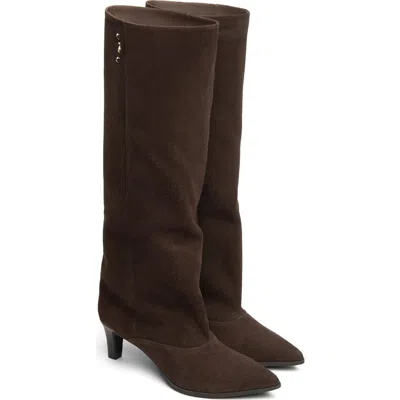 Nerogiardini Cuff Pointed Toe Knee High Boot In Brown