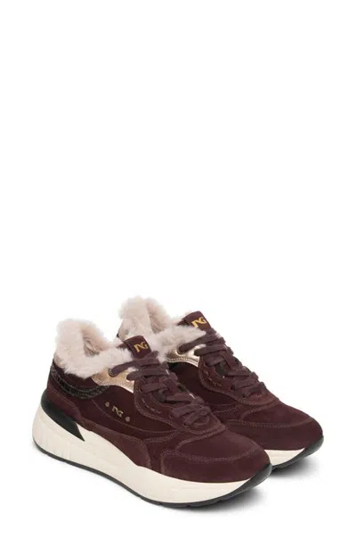 Nerogiardini Faux Fur Platform Sneaker In Bordeaux