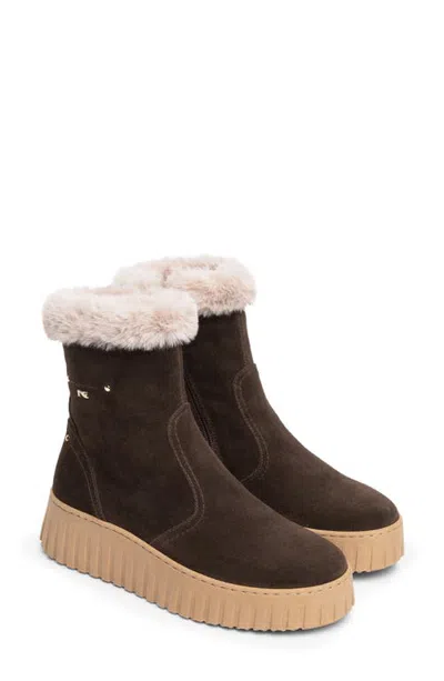 Nerogiardini Faux Fur Wedge Bootie In Brown