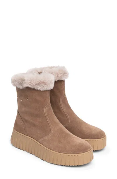 Nerogiardini Faux Fur Wedge Bootie In Brown