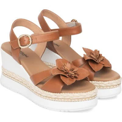 Nerogiardini Floral Platform Wedge Sandal In Brown