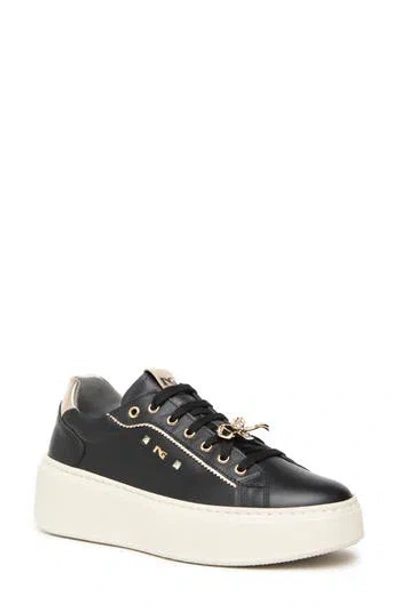 Nerogiardini Gems Leather Platform Sneaker In Black