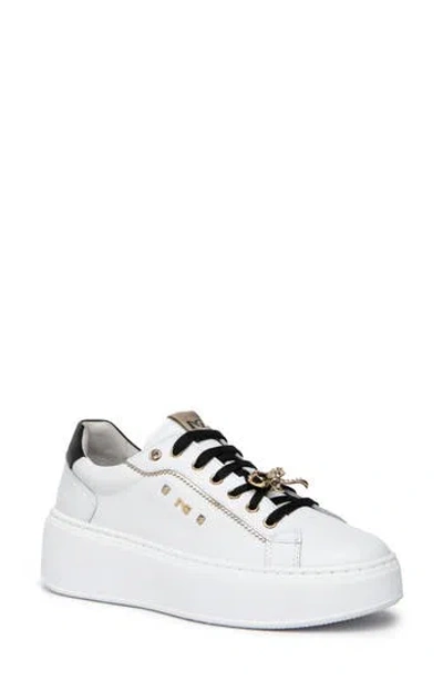 Nerogiardini Gems Leather Platform Sneaker In White