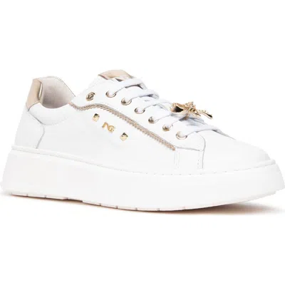 Nerogiardini Gems Platform Sneaker In White/gold