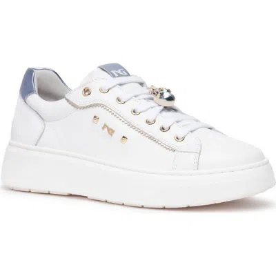 Nerogiardini Gems Platform Sneaker In White/metallic Purple