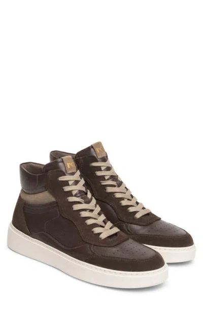 Nerogiardini High Top Retro Leather Sneaker In Brown