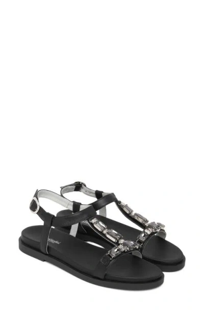 Nerogiardini Jeweled T-strap Sandal In Black