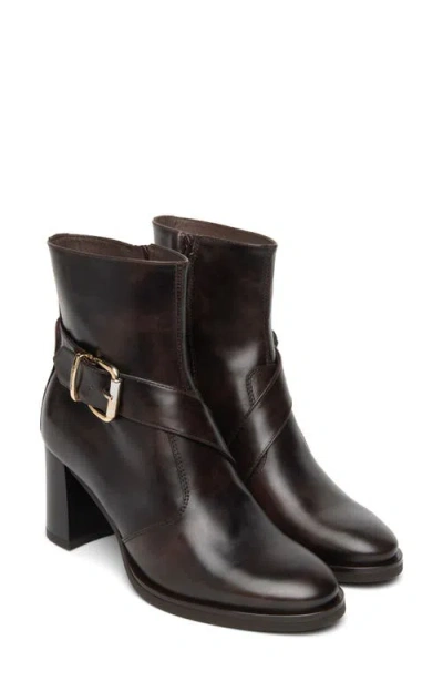 Nerogiardini Leather Ankle Strap Bootie In Brown