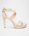 Nerogiardini Leather Ankle-strap Platform Sandals In Ivory