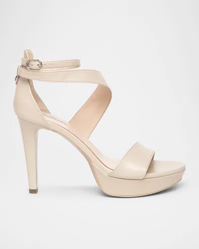 Nerogiardini Leather Ankle-strap Platform Sandals In Ivory