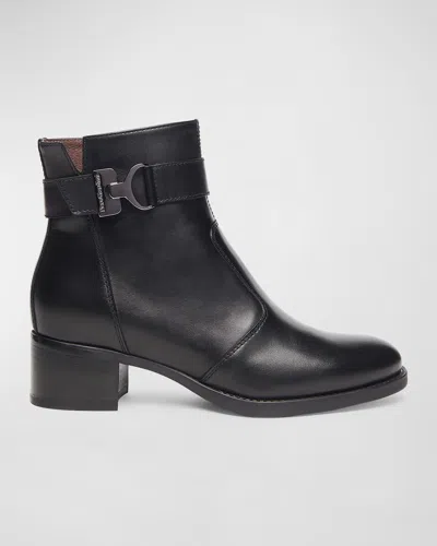 Nerogiardini Leather Buckle Ankle Booties In Black