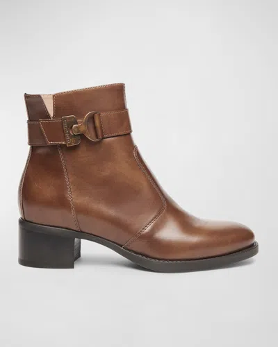 Nerogiardini Leather Buckle Ankle Booties In Brown
