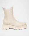 Nerogiardini Leather Chelsea Ankle Booties In Beige/khaki