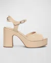 Nerogiardini Leather Chunky Ankle-strap Platform Sandals In Beige/khaki
