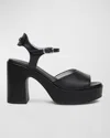 NEROGIARDINI LEATHER CHUNKY ANKLE-STRAP PLATFORM SANDALS