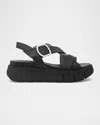 Nerogiardini Leather Crisscross Wedge Platform Sandals In Black