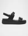 Nerogiardini Leather Double-grip Flatform Sandals In Black