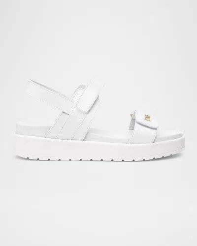 Nerogiardini Leather Double-grip Flatform Sandals In White