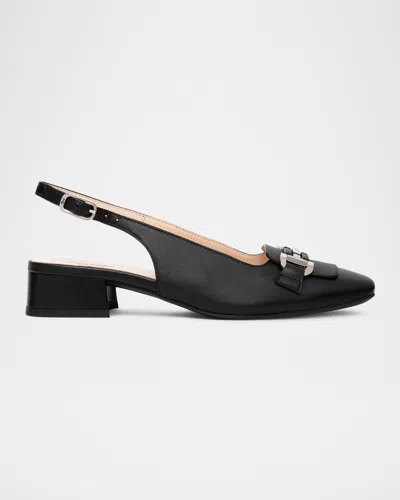 Nerogiardini Leather Horsebit Slingback Pumps In Black