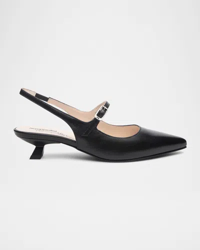 Nerogiardini Leather Mary Jane Slingback Pumps In Black