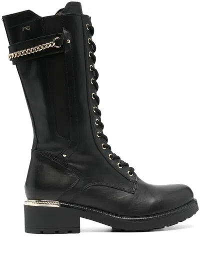 Nerogiardini Leather Mid-calf Boots In Multi