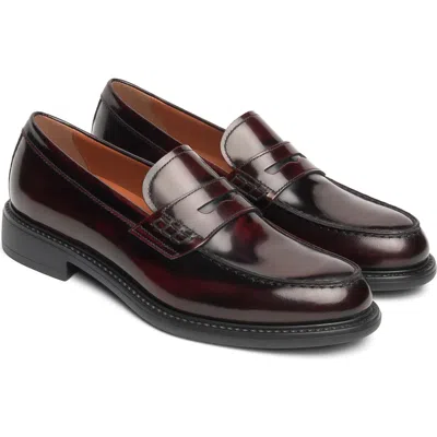 Nerogiardini Leather Penny Loafer In Burgundy