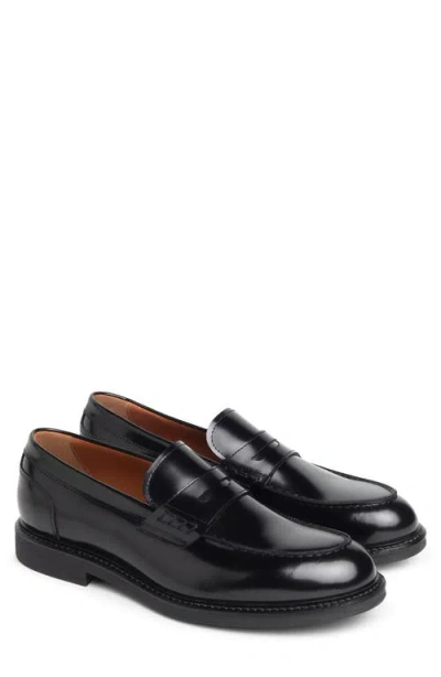 Nerogiardini Leather Slip-on Penny Loafer In Black