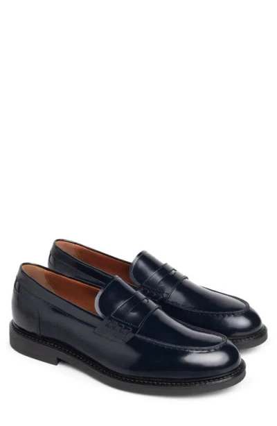 Nerogiardini Leather Slip-on Penny Loafer In Blue