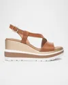 Nerogiardini Leather Wedge Slingback Sandals In Cognac