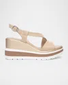 Nerogiardini Leather Wedge Slingback Sandals In Taupe