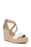 Nerogiardini Logo Espadrille Wedge Sandal In Natural/white