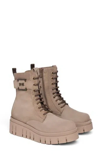 Nerogiardini Logo Plate Platform Wedge Bootie In Gray