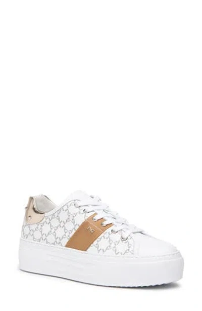 Nerogiardini Logo Print Platform Sneaker In White/caramel