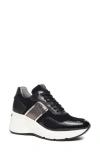 Nerogiardini Mixed Leather Wedge Fashion Sneakers In Black