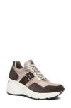 Nerogiardini Mixed Leather Wedge Fashion Sneakers In Brown