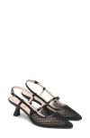 Nerogiardini Mesh Pointed Toe Slingback Pump In Black