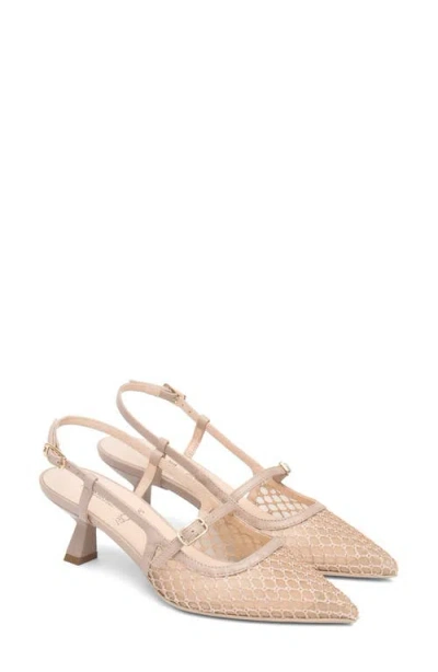 Nerogiardini Mesh Pointed Toe Slingback Pump In Pink