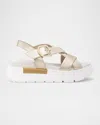 Nerogiardini Metallic Crisscross Wedge Platform Sandals In Gold