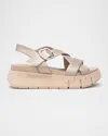 Nerogiardini Metallic Crisscross Wedge Platform Sandals In Pink