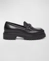 Nerogiardini Metallic Leather Chain Lug-sole Loafers In Black