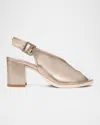 Nerogiardini Metallic Leather Slingback Sandals In Gold