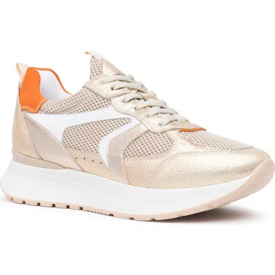 Nerogiardini Metallic Platform Sneaker In Gold/rust